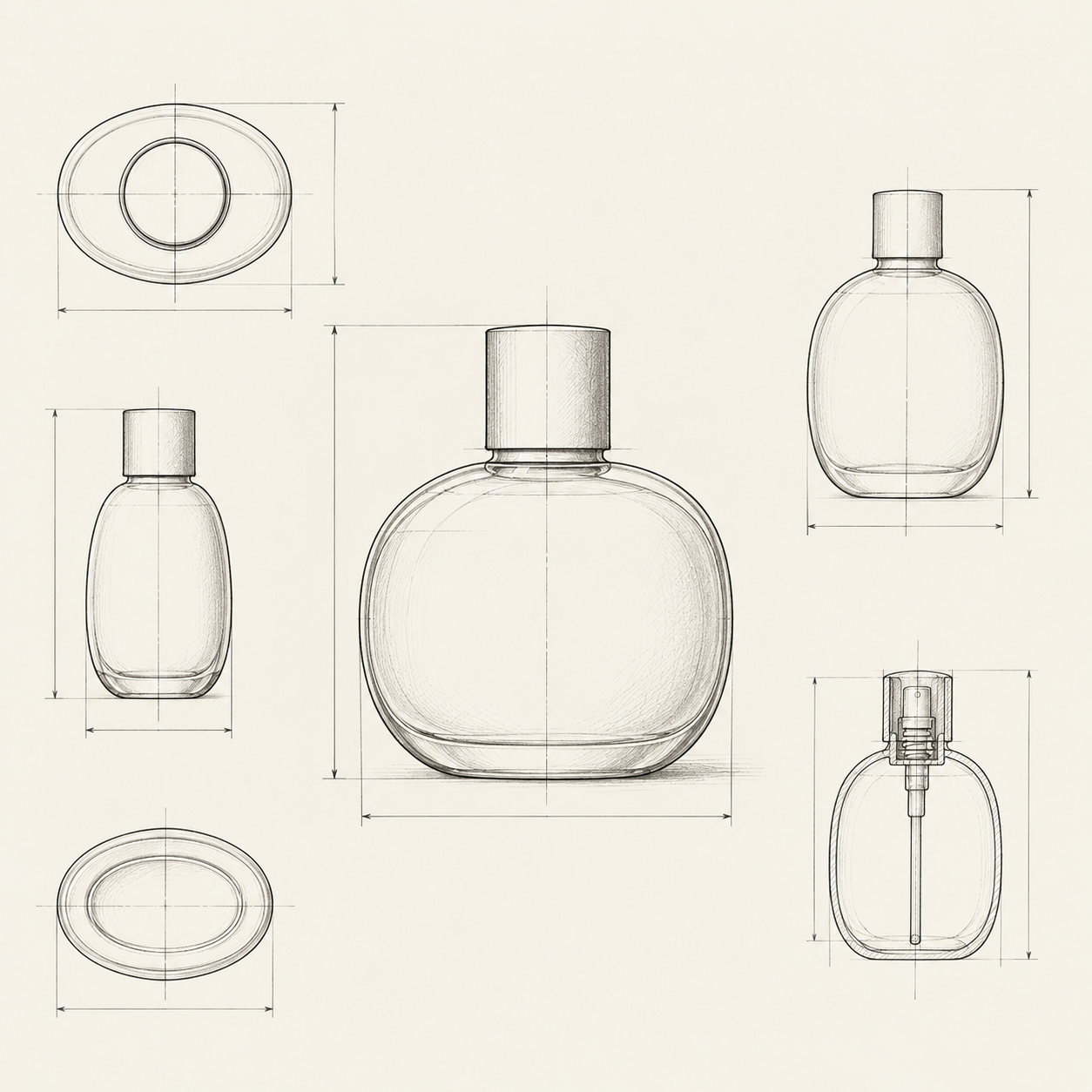 Perfume product preview sketch
